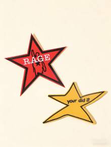 2 片个性星星刺绣布贴，1 套，红黑“RAGE”/黄黑“You Did It”两种款式可选，适用于夹克、卡车帽、包袋等，耐用布料徽章，朋克风格，DIY 服装装饰，幽默励志的星星刺绣布贴 - 五角星 - 查看 11