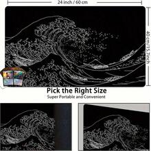 Large Size Mouse Pad With Japanese-Style Black Wave Design, Suitable For Gaming, Study Or Office Use, With Stitched Edges And Rubber Base Office Desk Desk Office Supplies Office Accessories Desk Mat Mousepad Study Table Mouse Pad For Desk Desk Decor - Black - View 16