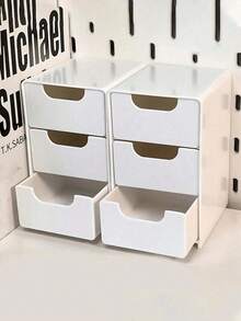 Mini Drawer-Style Storage Box, Fashionable Multi-Function Storage Box, Mini Jewelry Box, Makeup Organizer Box, Desktop Organizer For Storing Jewelry, Hair Clips, Rings, Cosmetics, Birthday/Valentine's Day Gift - White - View 1