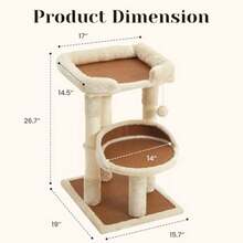 Árbol de gatos de varios niveles para gatos de interior torre moderna para gatos con camas dobles y postes rascadores árbol de gatos de 27 pulgadas para gatos y gatitos grandes torre de - Beis - Ver 6