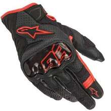 Alpinestars SMX-1 AIR V2 摩托车手套，超细纤维皮革碳纤维材质，适用于骑行、摩托车、越野摩托车、自行车，透气防护，耐磨，触屏操作，男女通用 - 紅色 - 查看 2