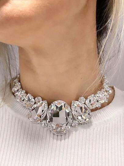 1 chiếc vòng cổ hình giọt nước, vòng cổ đính đá pha lê lấp lánh, phụ kiện dự tiệc thanh lịch, quà tặng cho mẹ.