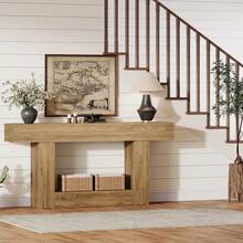 Tribesigns 63-Inch Long Console Table, 2-Tier Entryway Table Sofa Table With Storage, Farmhouse Wood Behind Couch Table For Living Room, Hallway, Brown - Brown - View 8