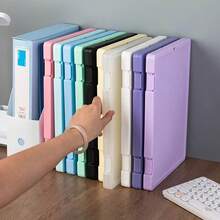 A4 Side-Opening Double-Buckle Transparent Muted Color File Folder, Multifunctional Writing Pad Board For Students, Assignment/Test Paper Storage, Large Capacity Office File Folder, Writing Board, Paper Roll Storage, A4 Document Organizer - Multicolor - View 3