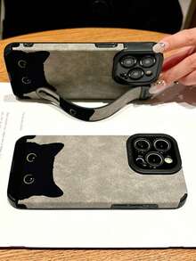 Fluffy Black Cat Wristlet Phone Case Compatible With IPhone 17 Pro Max, 16 Pro Max, 15 Pro, 14, 13, Cute & Fashionable, Spring Gift For Girls - Multicolor - View 3