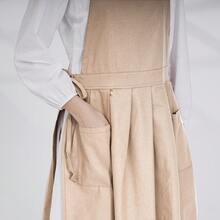 1pc Solid Color Apron With 2 Pockets, Casual Home Style Long Dress With Side Slit, Waist Tie, Cooking Smock, Suitable For Various Occasions - Multicolor - View 10