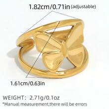 3pcs/1set 18K Gold Plated Dual-Tone Butterfly Ring Set, 304 Stainless Steel Rings, Hollow Frame Butterfly Design, Natural Style Women's Jewelry, Low Allergy, Suitable For Y2K, Streetwear And Daily Wear, Summer Accessories - Multicolor - View 8
