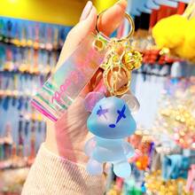 Cartoon Transparent Resin Crystal Graffiti Bear Keychain For Women, Cute & Fashionable Bear Pendant,  Keychain, Exquisite Resin Figurine, Adorable Decorative Key Ring, Stylish Bag Charm, Unique Keychain For Backpack, Perfect Gift For Friends Or Loved Ones - Gấu vẽ graffiti bằng pha lê (Tượng đơn) - Màu xanh lá cây - Xem 6
