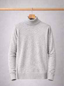 Baronesa Tricot Cacharrel Men's Cold Weather Blouse High Neck Knitting - Light Grey - View 6