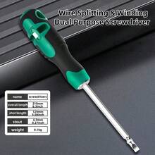 1 chiếc tua vít 2 trong 1 đầu từ và đầu dẹt, tua vít chống tĩnh điện bằng thép carbon cao cấp có chức năng tuốt dây, thích hợp cho việc tự sửa chữa tại nhà, sửa chữa điện, bảo trì công nghiệp, v.v. - Tua vít đầu  và tua vít đầu dẹt - Xem 2