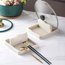Kitchen Storage Rack, Pot Lid And Utensil Countertop Organizer, Knife And Fork Rack, Cooking Storage Accessories, Kitchen Organizer - [White] - View 4