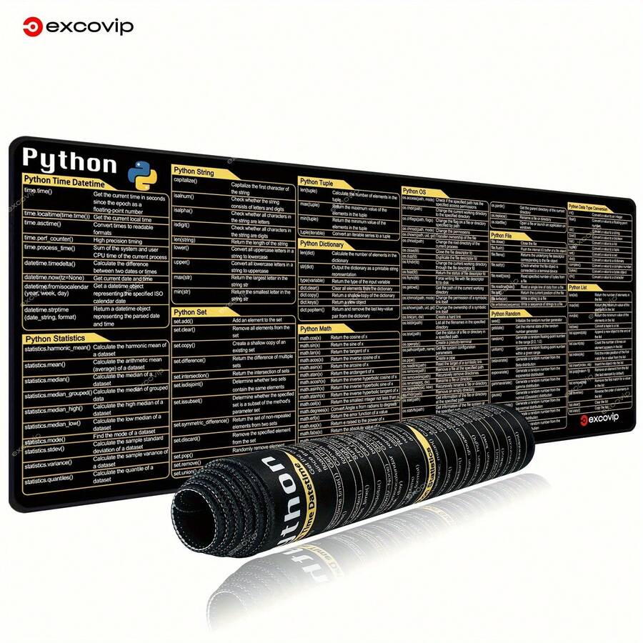Alfombrilla de ratón con atajos de comandos del lenguaje de programación Python, diseño de programador, alfombrilla de escritorio con diseño extendido del lenguaje de software, una gran ayuda para la oficina y el estudio, alfombrilla de gran tamaño - 80x30 cm / 31,4x11,8 pulgadas - Ver 1