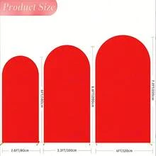 5ft, 6ft, 6.6ft, 7.2ft Red Arch Backdrop, 2 Sides Spandex Stretch Fabric Arch Backdrop Suitable For Birthday Party Wedding Arch Decor (Arch Frame Not Included, Only Fabric Backdrop) - Red - View 9