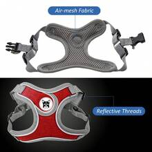 Reflective Padded Dog Harness Vest With Leash, Adjustable For Small To Medium Dogs, No Pulling Or Choking - Red - View 8