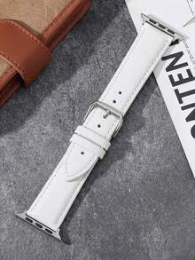 1件經典白色錶帶，適用於38mm、40mm、41mm、42mm、44mm、45mm、46mm、49mm，優雅PU皮革錶帶，適用於Apple Watch Ultra系列11、10、9、8、7、SE3、6、5、4、3、2、1，時尚智慧手錶錶帶，純色時尚錶帶，手錶配件，智慧手錶錶帶，手錶配件 - 白色 - 查看 4