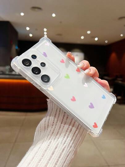1 pieza Nuevo estuche protector transparente de TPU a prueba de golpes con diseño minimalista de corazón, adecuado para Galaxy S25 Plus/Galaxy S25 Ultra/Galaxy Note20/Galaxy A52 5G/Galaxy S23 Ultra/Galaxy S22/ 13C 4G/Galaxy A35/Galaxy/SAM/Honor/Note13pro/S23 Ultra/S24 Ultra/S25/A56 y otros modelos