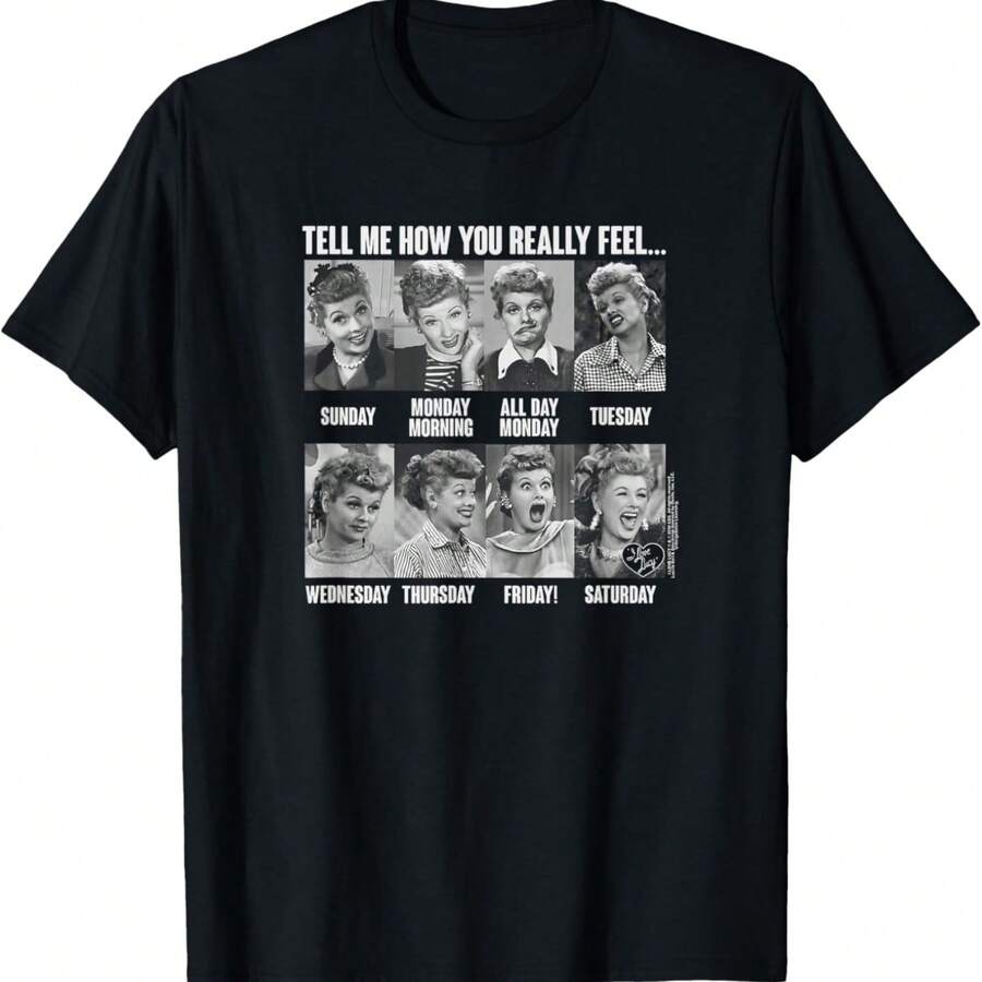 I Love Lucy 8 Days A Week T-Shirt - Black - View 1