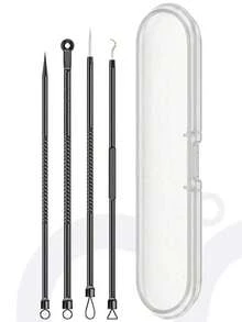 8 piezas Juego de herramientas para eliminar puntos negros, Juego de extractor de puntos negros, Juego de agujas para el acné (para tratamiento del acné), Tratamiento del acné (para imperfecciones de la piel facial) - Negro, Cuidado de la piel, Decoración de la habitación, Decoración del hogar, Decoración del dormitorio, Limpiador de puntos negros, Belleza, Productos de cuidado de la piel, Spa, Autocuidado, Herramientas para el cuidado facial, Cuidado facial, Suministros de belleza, Piel, Limpieza, Rostro - Negro - Ver 5