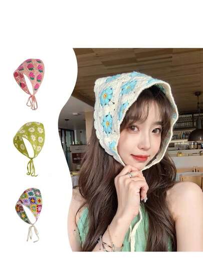 1/3件套 3件装甜美清新三角发圈套装，法式乡村风蕾丝发绳，优雅发夹时尚户外发扣，多功能发带发绳，ins风轻盈发饰，适合日常通勤、约会、旅行度假等各种场合