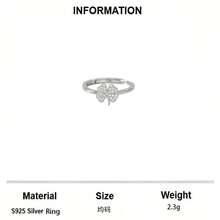 1 chiếc nhẫn bạc S925 cao cấp thiết kế hình lá, đính đá Cubic Zirconia, bản nhẫn có thể điều chỉnh, trang sức thanh lịch và sang trọng để đeo hàng ngày dành cho nữ. - Bạc - Xem 6