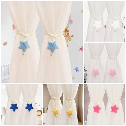 Bộ 2/1 kẹp rèm trang trí hình ngôi sao có thể điều chỉnh, phong cách vườn ấm cúng, kẹp rèm trang trí bằng ngọc trai giả và hoa với điểm nhấn kim cương giả, giá đỡ rèm trang trí, thời trang và thiết thực, phù hợp cho phòng khách và phòng ngủ.