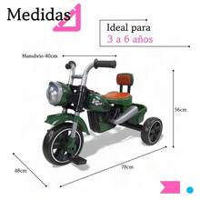 Triciclo Infantil Cómodo Con Luces y Sonido TEKTR518 Producto de calidad Diseño moderno Uso diario Perfecto para regalo Duradero Fácil de usar Ideal para ocasiones especiales - Verde - Ver 4