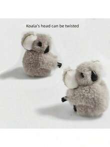 2pcs Cute Gray Koala Car Dashboard Decoration Accessories Interior For Women Men, Kawaii Figurines Statue For Car Dash Board Windows Rearview Mirrors Desk Decor Indoor Home Decorations Koala's Head Can Be Twisted - 灰色的 - 查看 9