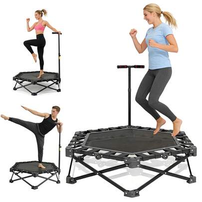 MettleMatic Trampolino fitness pieghevole da 106 cm | Regolazione dell'altezza su 3 livelli, nessun montaggio richiesto, robusto telaio a X, silenzioso e antiscivolo | Ideale per allenamenti in casa e sport in famiglia (nero)