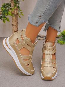 1 Pair Summer New Arrival Side Zipper Comfortable Soft Bottom Lightweight Fashionable High-Top Platform Wedge Sandals For Women,Beach Shoes - Gold - View 6
