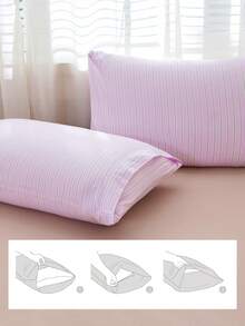 条纹印花枕套（1个装） - 100% 涤纶轻薄面料，印花精美，柔软透气，抗皱，信封式开口设计，适用于家居、宿舍、沙发等场所，通过 OEKO-TEX 认证，是送给妈妈的绝佳礼物 - 彩色 - 查看 5