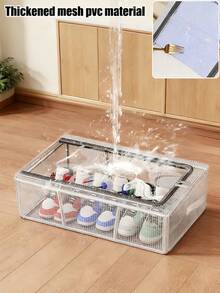 Transparent Shoe Storage Box Foldable Under-Bed Storage Organizer For Shoes Clothes & Home Organization No Assembly Shoe Rack Waterproof Closet Storage For Bedroom Living Room Dorm Under The Bed Shoe Cover Room Decor Home Decor Back To School - Multicolor - View 11