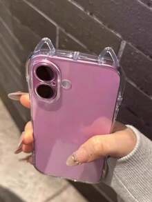 Transparent Anti-Drop Cat Ear Phone Case Compatible With Iphone 15 Pro Max, 16 Pro Max, 16 Pro, 14 Pro Max, 14 Pro, 13 Pro Max, 16, 17, 17 Pro, 17 Pro Max - Clear - View 2