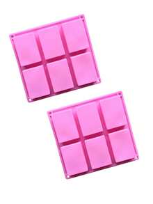 1pc 6/8 Cavity Rectangular Silicone Mold, Suitable For Making Rice Cakes, Cereal Bars, Chocolates, Ice Cubes, Brownies, Cornbread, Puddings, Butter Molds, DIY Handmade Soap Molds, Fragrance Soap Molds, Kitchen Tools, Special Baking Molds (Pink, Purple) - Multicolor - View 15