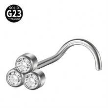 1 chiếc khuyên mũi bằng titan 20g đính đá CZ hình vít, kiểu hoa, không ren, dùng để giữ lỗ xỏ mũi, trang sức xỏ khuyên cơ thể. - Như thể hiện trong hình ảnh - Xem 16