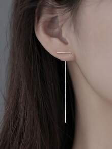 Nooxian 1 Pair Women's Copper Bar Element Ear Cuffs - Silver - View 3