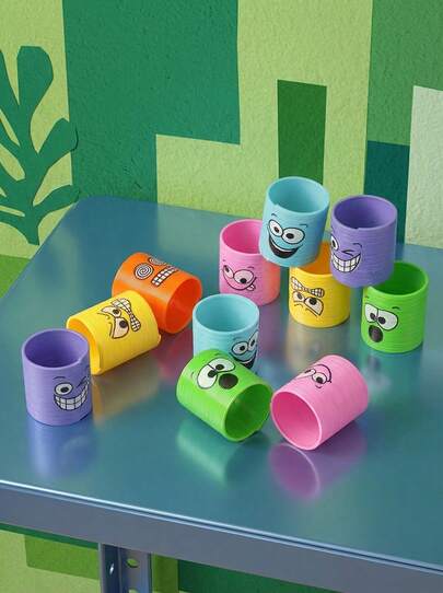 4/6/12/18/24/36/48pcs Funny Expression Mini Rainbow Rubber Bands (Random Colors And Styles)