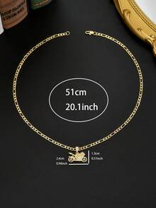 1 buah Kalung Liontin Motor yang Dipersonalisasi, Kalung Bikers Serbaguna, Hadiah Perhiasan Istimewa untuk Pacar - Yellow Gold - View 3