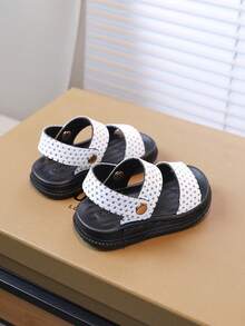 Dép xăng đan hai quai chấm bi mùa hè 2026 mới, dép trẻ em unisex đế mềm chống trượt thoáng khí, giày đi biển thường ngày, đa năng cho trẻ mới biết đi và trẻ nhỏ. - trắng - Xem 6