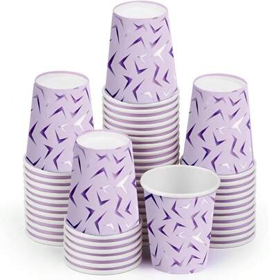 10/20/40Pcs 9oz K-Pop Birthday Party Cups Magical Music Themed Party Cups Disposable Purple Energy Pattern Cups For Music Singer Birthday Party Decorations BabyShower Bachelor Party Decorations