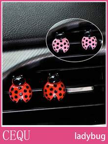 2pcs Ladybug Shaped Car Air Vent Clip, AC Vent Decor, Insect Accessory To Add Vitality To Car Interior - A - View 6