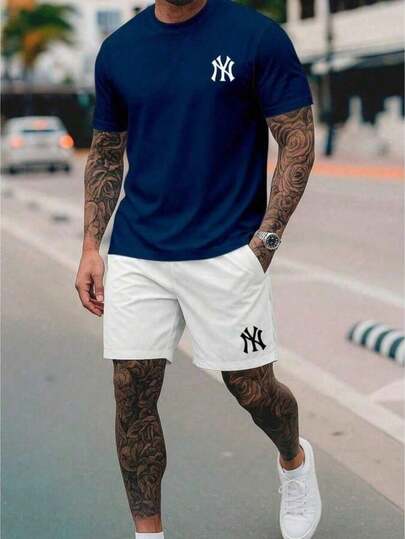 Kit Camiseta + Short Conjunto NY Camisa de Algodão Premium Lançamento