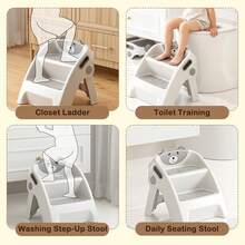 UBRAVOO Step Stool For Toddlers, For Bathroom Sinks And Potty Training Durable, Slip-Resistant, Anti-Collapse A-Frame Design Assembles In 10 Seconds Two-Step Wide-Step Potty Stool - Grey - View 5