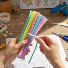 300/600/620 Pcs Pipe Cleaners, Colorful Fuzzy Chenille Stems, 6 Colors Pipe Cleaners Bulk, Pipe Cleaners Craft, Chenille Stems For DIY Flower Making Kit, DIY Craft Supplies For Projects - Multicolor - View 9