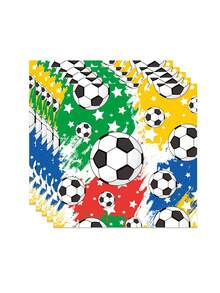 40 piezas/20 piezas Servilletas con temática de fútbol - Diseñadas con estrellas, balones de fútbol y colores vibrantes, perfectas para decorar fiestas de fútbol, reuniones de la Copa Mundial, despedidas de soltero y diversos eventos temáticos. - Talla única - Ver 1