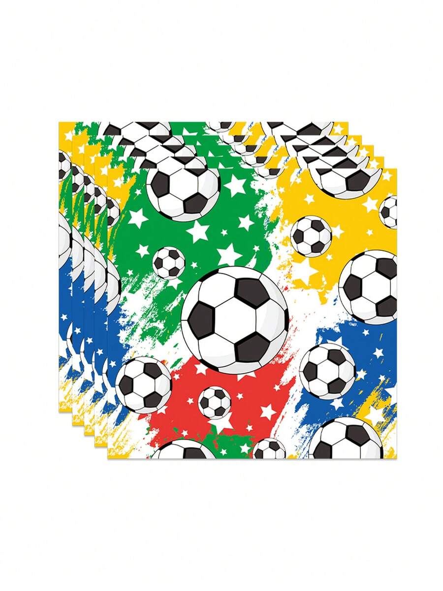40 piezas/20 piezas Servilletas con temática de fútbol - Diseñadas con estrellas, balones de fútbol y colores vibrantes, perfectas para decorar fiestas de fútbol, reuniones de la Copa Mundial, despedidas de soltero y diversos eventos temáticos. - Talla única - Ver 1