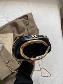 Bolso de hombro cruzado personalizado con acento de metal para mujer, 2025 Nuevo - Negro - Ver 1