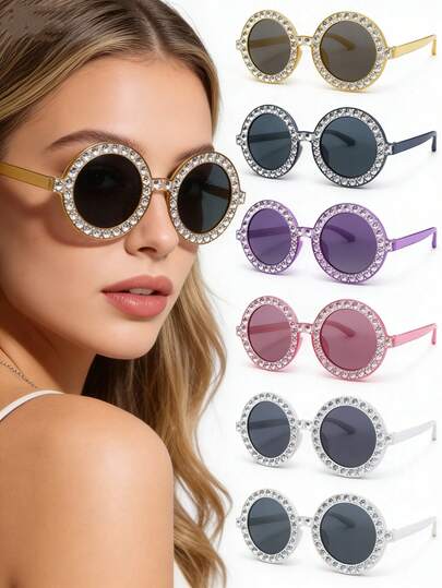 1 Cặp gọng kính retro đính đá pha lê nhiều màu sắc lấp lánh, kiểu dáng sang trọng, tôn lên gò má và đường viền hàm, thích hợp làm quà tặng, đi biển mùa hè, lễ hội âm nhạc, tiệc tùng, kỳ nghỉ, phong cách đường phố, gặp gỡ bạn bè và đeo hàng ngày. Toàn bộ gọng kính được đính đá pha lê màu AB.