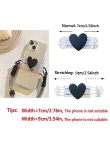 Ốp điện thoại hình trái tim 3D kèm dây đeo có thể tháo rời, phù hợp với nhiều loại điện thoại, dây đeo chéo unisex, có thể đeo quanh cổ hoặc gắn vào điện thoại, dây đeo chống rơi có thể điều chỉnh, món quà tuyệt vời dành cho mẹ, gia đình, bạn bè vào dịp sinh nhật, ngày lễ. - màu đen - Xem 5