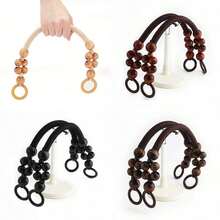 18.9-Inch Wooden Beaded Rope Bag With U-Shaped Handle, Suitable For Beach Bags, Crochet Bags, Vintage Bags, DIY Projects, And DIY Wallet Making. - Multicolor - View 6
