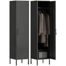 Metal Locker With Lockable Door And Clothes Hanging Rail, Individual Steel Locker For Home Or Office, Black. - 黑色 - 查看 8